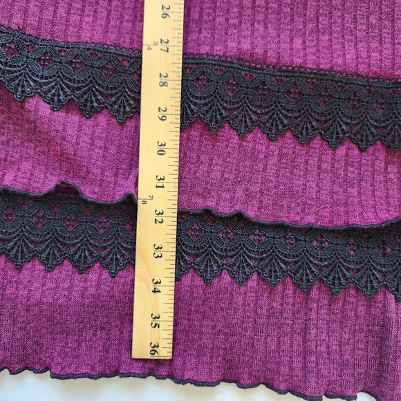 Whimsigoth Retro Purple Dress Ribbed Lace Witchy Whimsy Bohemian Goth Grunge XL - Picture 11 of 11